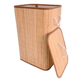 Cesto Banheiros De Bambu Forrado Claro P/ Roupas Cor Palha 
