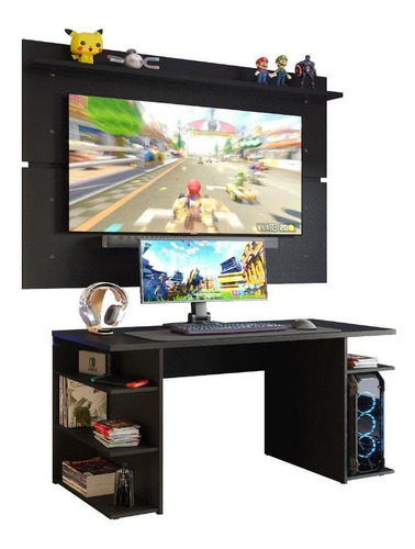 Mesa Computador Gamer Madesa 9409 Painel Tv Até 65 Pol Preto