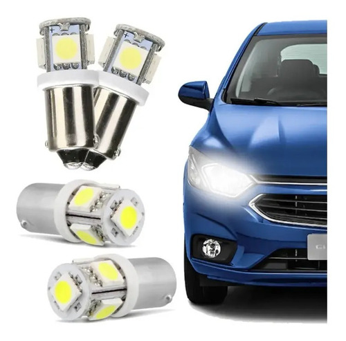 Par De Lâmpada Led 69 1polo 12v 5 Led 6000k Luz Branca Ba9s