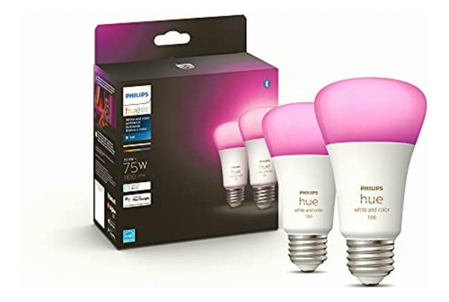 Philips Hue Paquete De 2 Bombillas Inteligentes A19 De Color