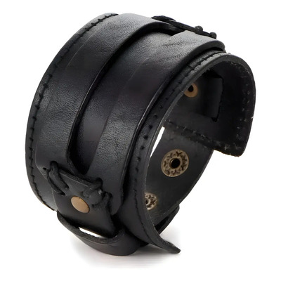 Pulsera Muñequera Brazalete Piel Punk Rock Ajustable Unisex Color Negro Diámetro 66 Cm Largo 225 Cm | MercadoLibre