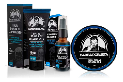 Kit Balm Óleo Hidratante Cera Modeladora Para Barba Robusta