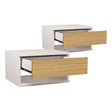 Mesa De Luz Flotante Nordica Moderna Combo X 2 Unidades