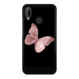 Funda Protector Para Huawei Mariposa Rosa Fondo Negro N