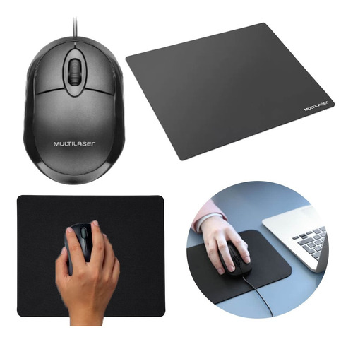 Kit Multilaser Mouse Com Fio Com Mouse Pad Original Lacrado