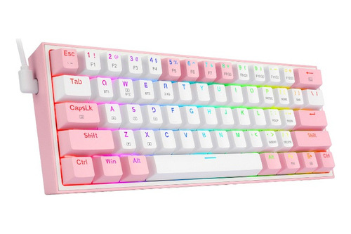 Teclado Redragon Fizz Pro K616-rgb Qwerty Red Rosa Y Blanco