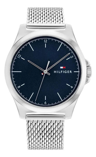 Reloj Tommy Hilfiger 1710547 Norris Hombre Milanese Acero Color De La Malla Plateado Color Del Fondo Azul