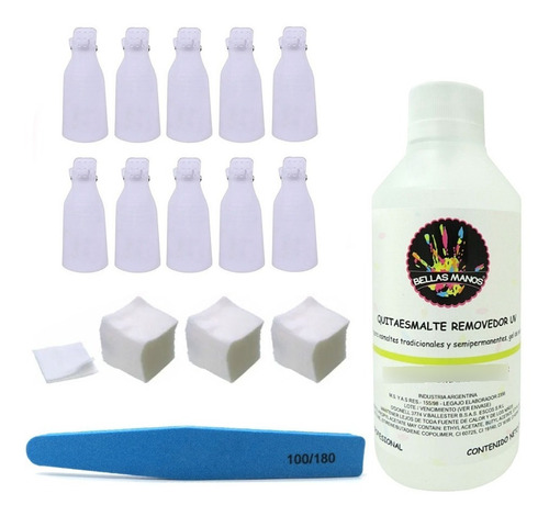 Kit Removedor Uv X 250 Ml Esmalte Semi Capuchones Wipes Lima