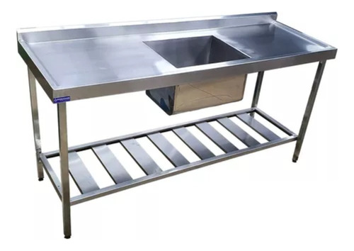 Pia Com Paneleiro Cuba De Inox 1,80 500x400x300