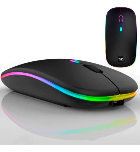 Mouse Sem Fio Usb Recarregável Bluetooth Led Rgb Ergonômico