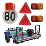 Kit Cinta Roja - Circulo 80 Triangulos Y Faros Para Trailer 