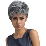 Peluca Corta Mujer Gris Natural