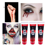 Pack Por 3 Sangre Falsa Disfraz Halloween Pinta Carita