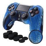 Ps4 Funda Texturizada Silicona Playstation 4 Color Camuflaje Azul