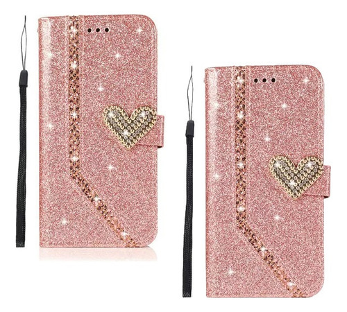 2×funda Piel Con Solapa Para iPhone, Diseño De Cartera Con