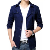 Saco Blazer Estilo Gabardina Slim Fit Casual Formal Elegante