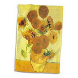 3d Rose Sunflowers By Vincent Van Gogh Towel, 15  X 22