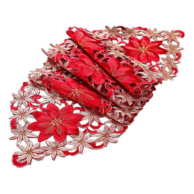 Bandera De Mesa Navideña Xs Con Flor Bordada