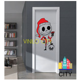 Vinil Decorativo Jack Navideño Para Puerta O Ventana