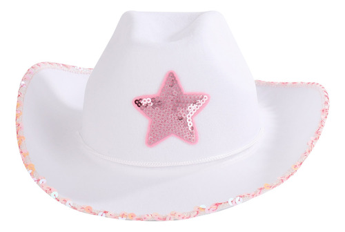 Sombrero De Cowboy Vaquera Sheriff Mujer Con Estrella Color Blanco