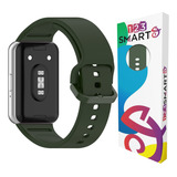 Pulseira De Silicone Marca Premium 123smart Compativel Com Galaxy Fit 3 Sm-r390 - Cor Verde Militar