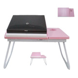 Suporte Para Notebook Mesa Em Madeira Cama Ajustavel Rosa