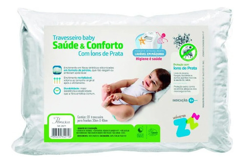 Travesseiro Íons De Prata Baby Lavável 30x40 Fibrasca