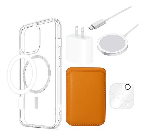 Kit Funda + Accesorios Cubo Mica Cartera Para iPhone Magsafe