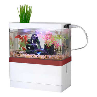 AZYAADIXX Pecera de Escritorio Con Bomba Mini Acuario Con Luz Led 1.8L,Pecera Pequeña Con Filtro para Betta Acuario De Mesa para Peces Tanque de Pez, Silencioso, Adecuado para Escritorio Hogar Oficina | Envío gratis