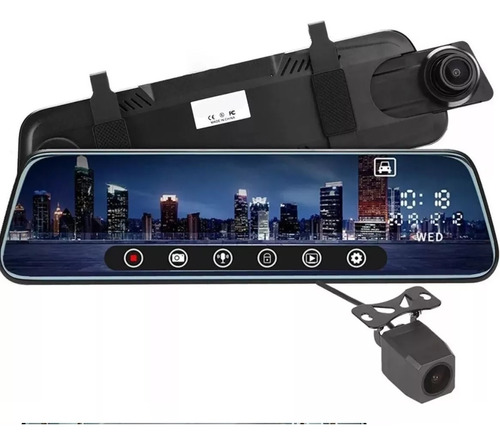Espejo Retrovisor Con Camara Táctil Dual Full Hd Dvr 1080p