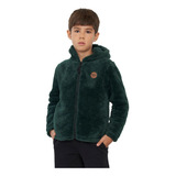 Polerón Niño Kids Peludo Zipper Verde Corona