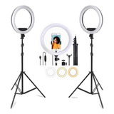 Kit 2 Ring Light Anel De Luz Led 12  30cm Tripé Grande 2,1m