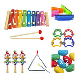 Kit De Percusión Infantil X 7 Instrumentos Musicales Colores