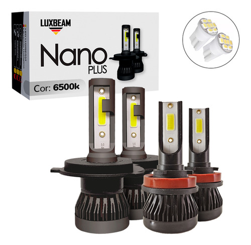 Kit 4 Lampada Super Led Nano 6500k Farol Alto Baixo Milha