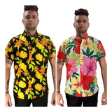 Camisas Hawaiana Rotula Pack X 2 Hombre Manga Corta 38 Al 48