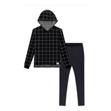 Conjunto Longo Juvenil Menina Preto Grid - Lunender Hits