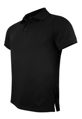 Polera Pique Negra Unisex Manga Corta