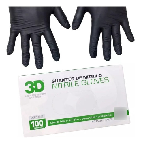 Caja Guantes Nitrilo Negro X 100u  - 3d Detailing