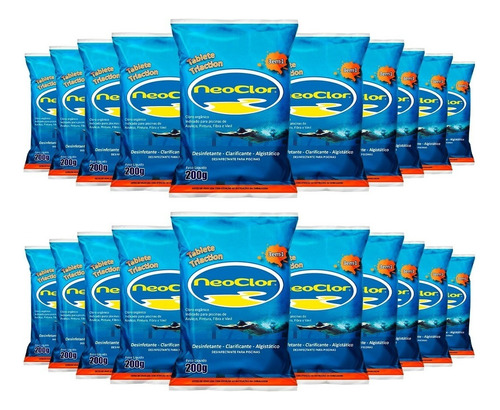 Kit 100 Pastilhas De Cloro Tablete 200g Para Piscinas 3 Em 1