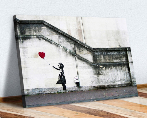 Quadro Em Canvas Banksy Menina Balão Coração Tamanho Grande