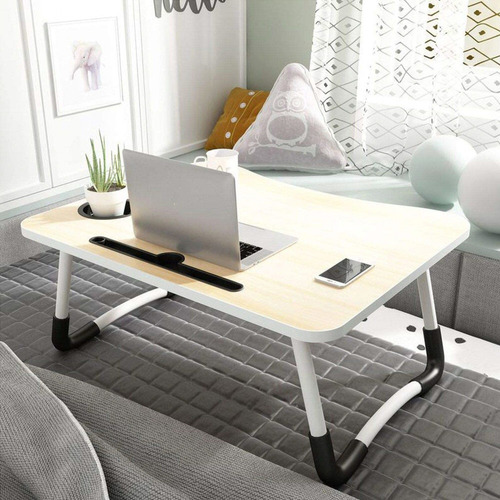 Mesa Notebook 60x40x28cm Portatil Desayuno Cama Color Beige