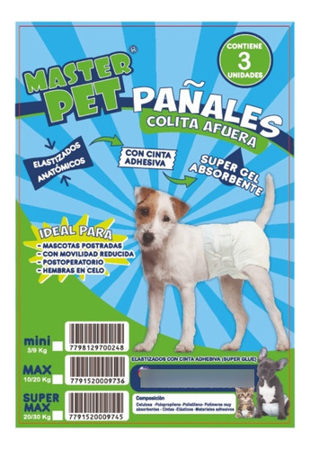 Pañales Perro Master Pet X 3 Unidades