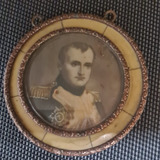 Mini Cuadro Antiguo Pintura Napoleon Marco Marfil Y Bronce