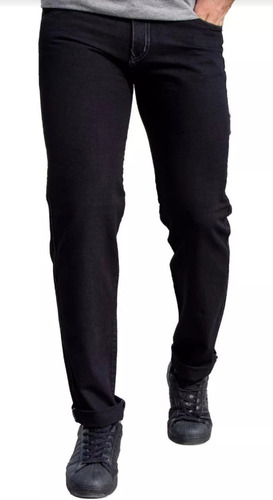 Pantalon Clásico  De Jean Negro Recto Hombre
