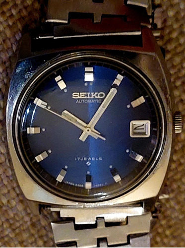 Seiko Automatic 6308 8020 17 Jewels Azul Década Del 70