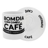 Jogo De Xícaras Café Com Pires 90ml Porcelana 12 Peças Cor Bom Dia