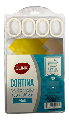 Cortina Plástica Eva P/ Banheiro 1,80 X 1,80m Com Ganchos