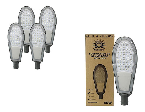 Lampara Led Suburbana 50w Alumbrado Exterior Ip65 4 Piezas