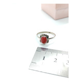 Anillo Plata 925 Sellada Coral Rojo Natural