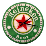 Reloj De Acrílico Vintage Cerveza Heineken 40 Cm Funcionando